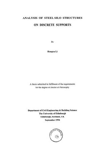 Li H., Analysis of Steel Silo Structures on Discrete Supports, 1994